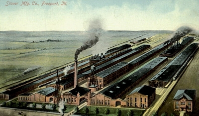 Old postcard showing Stover Mfg. Co.