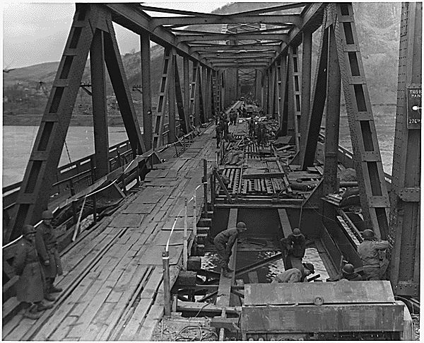 The Ludendorff Bridge on March 17, four hours before it collapsed.