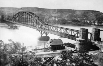 The Ludendorff Bridge, looking from France across the Rhine River into Germany.
